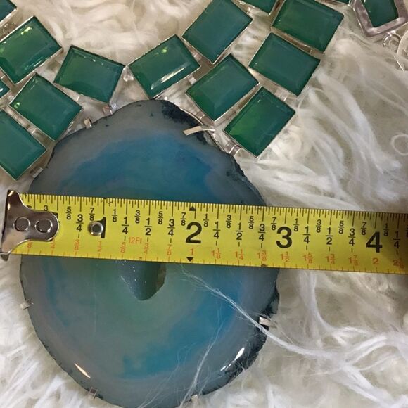 HUGE AQUA CONDOR AGATE & KUNZITE NECKLACE - Picture 9 of 15